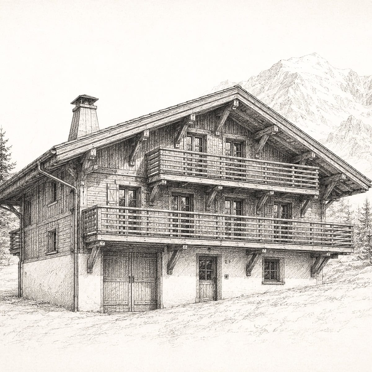 Chalet à la Vallée du Nant — croquis